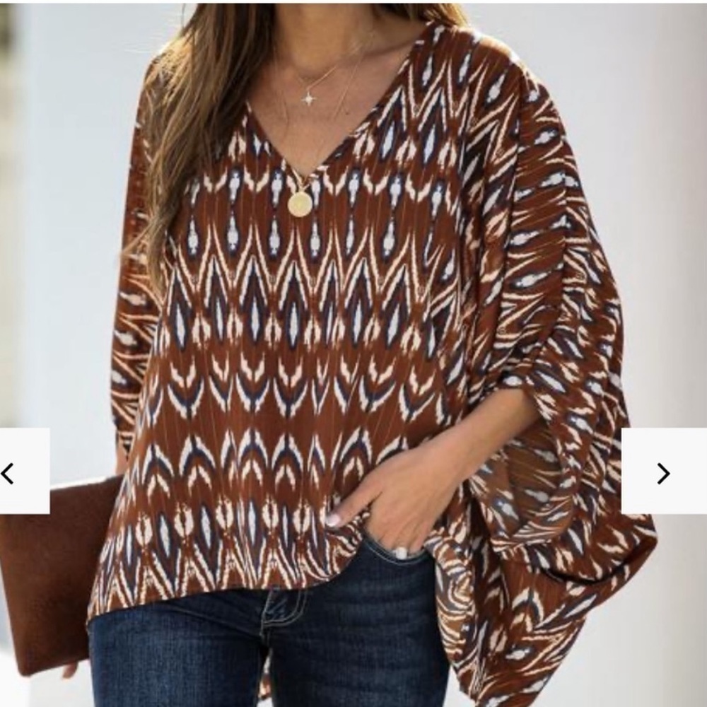 Vici Poncho Top 10971 Extra Small Metallic Thread Ikat